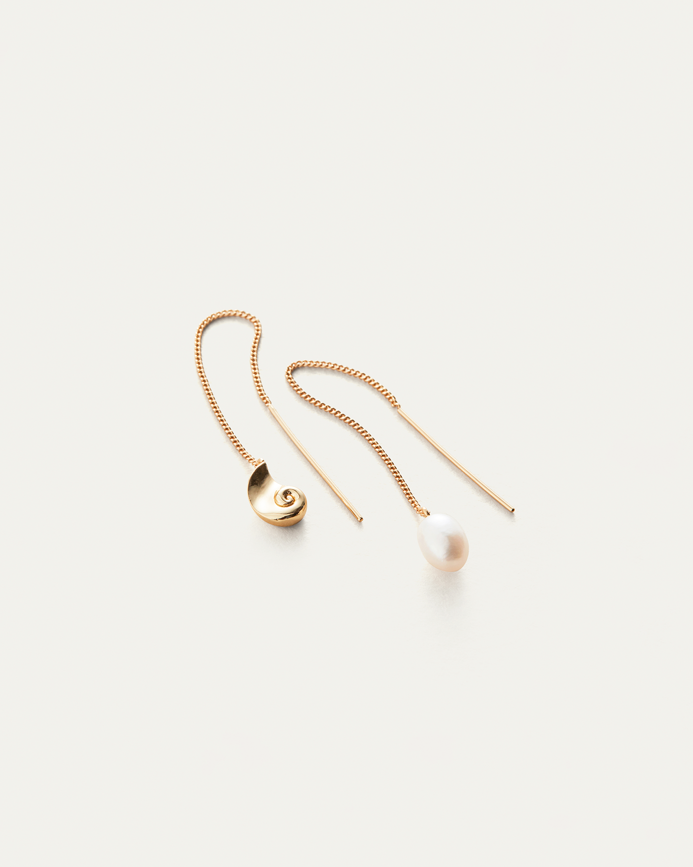 Freshwater Pearls | Lucille Threader Earrings | 14K Gold Dipped Brass