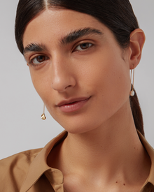 Freshwater Pearls | Lucille Threader Earrings | 14K Gold Dipped Brass