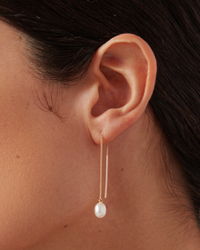 Freshwater Pearls | Lucille Threader Earrings | 14K Gold Dipped Brass