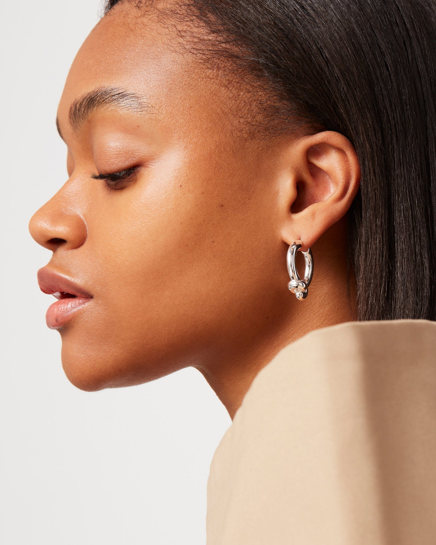 Maeve Hoop Earrings - Medium | Silver Dipped Brass