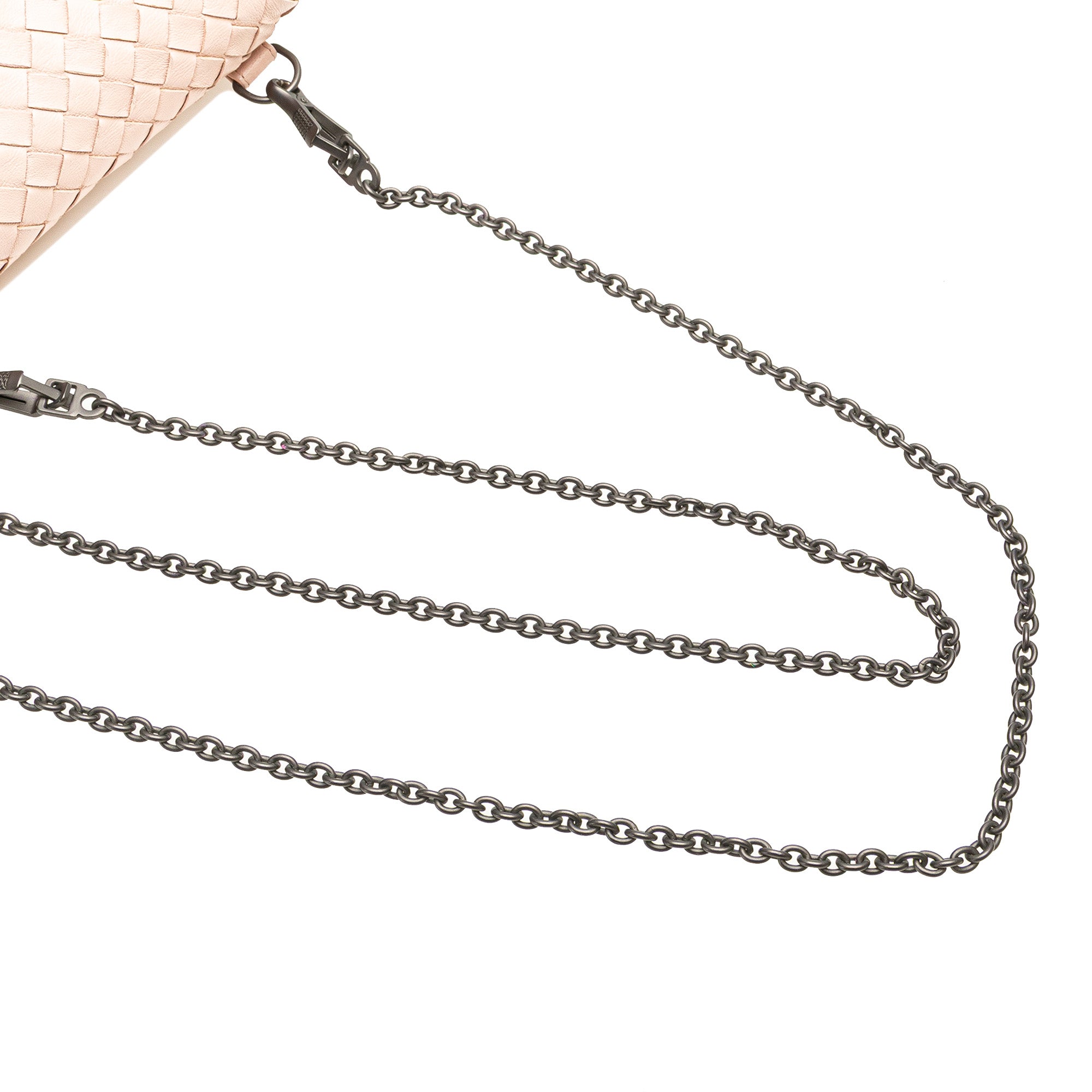 Bottega Veneta | Pre-Owned Leather Intrecciato Chain Flap Crossbody | Pink/Light Pink