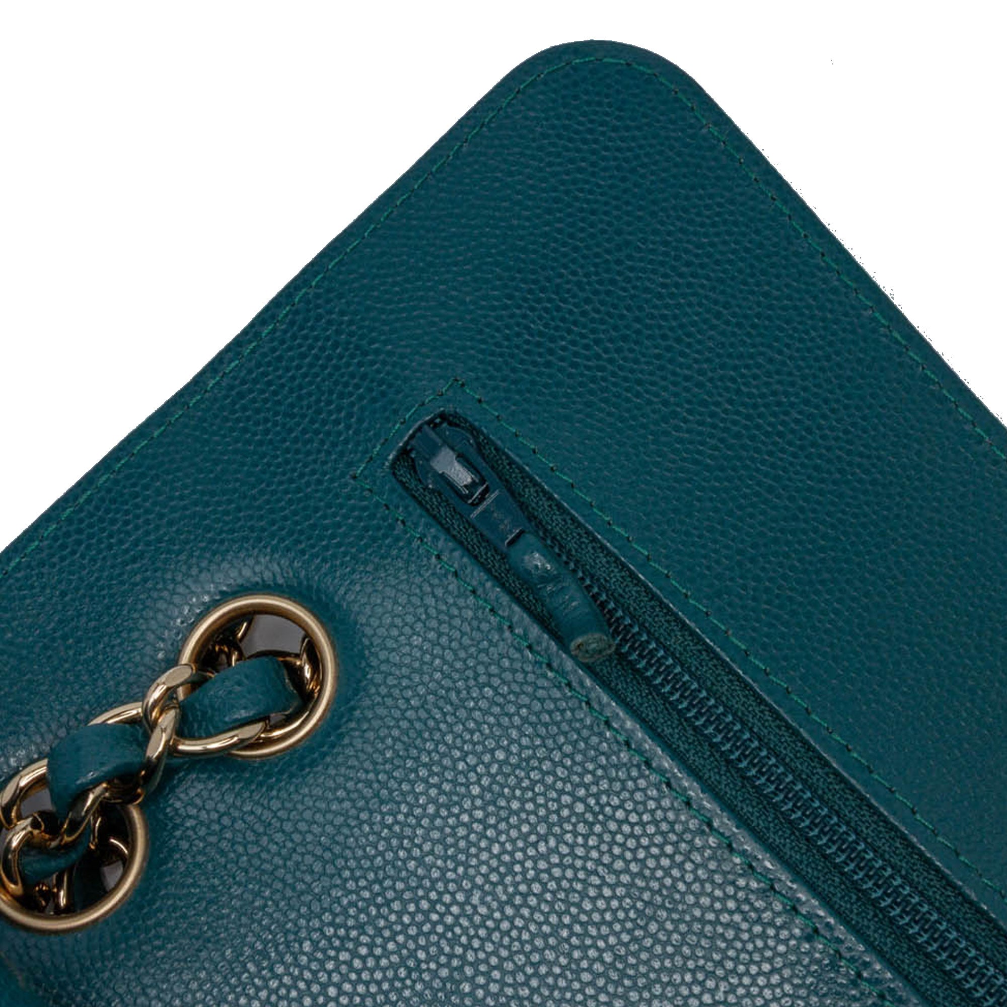 Chanel | Pre-Owned Small Classic Chevron Caviar Double Flap | Blue/Turquoise