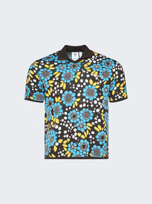 Men | Adidas X Wales Bonner | Knit Polo Shirt Blue Floral | Multi