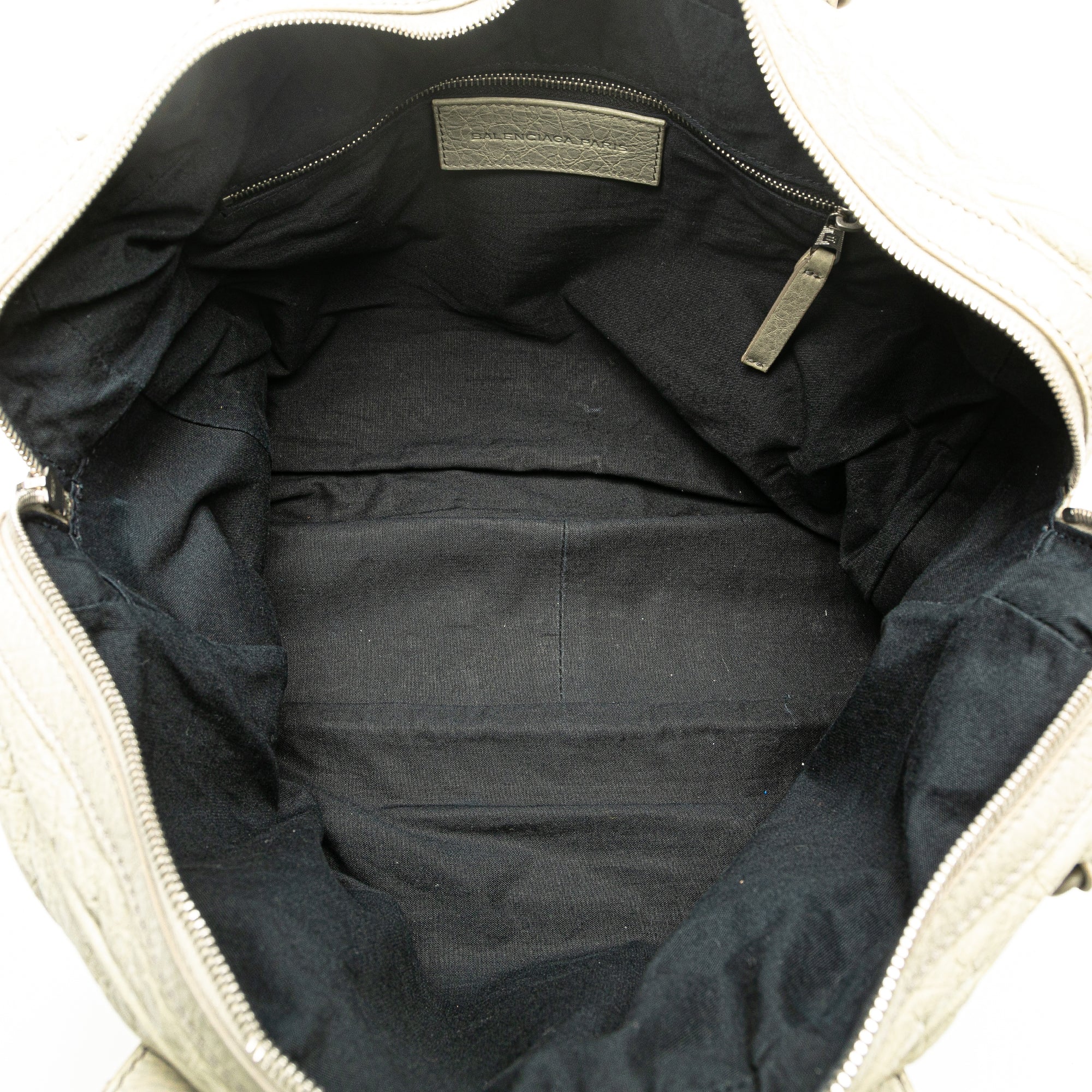 Balenciaga | Pre-Owned Lambskin Motocross Classic Bridge Satchel | Gray/Light Gray