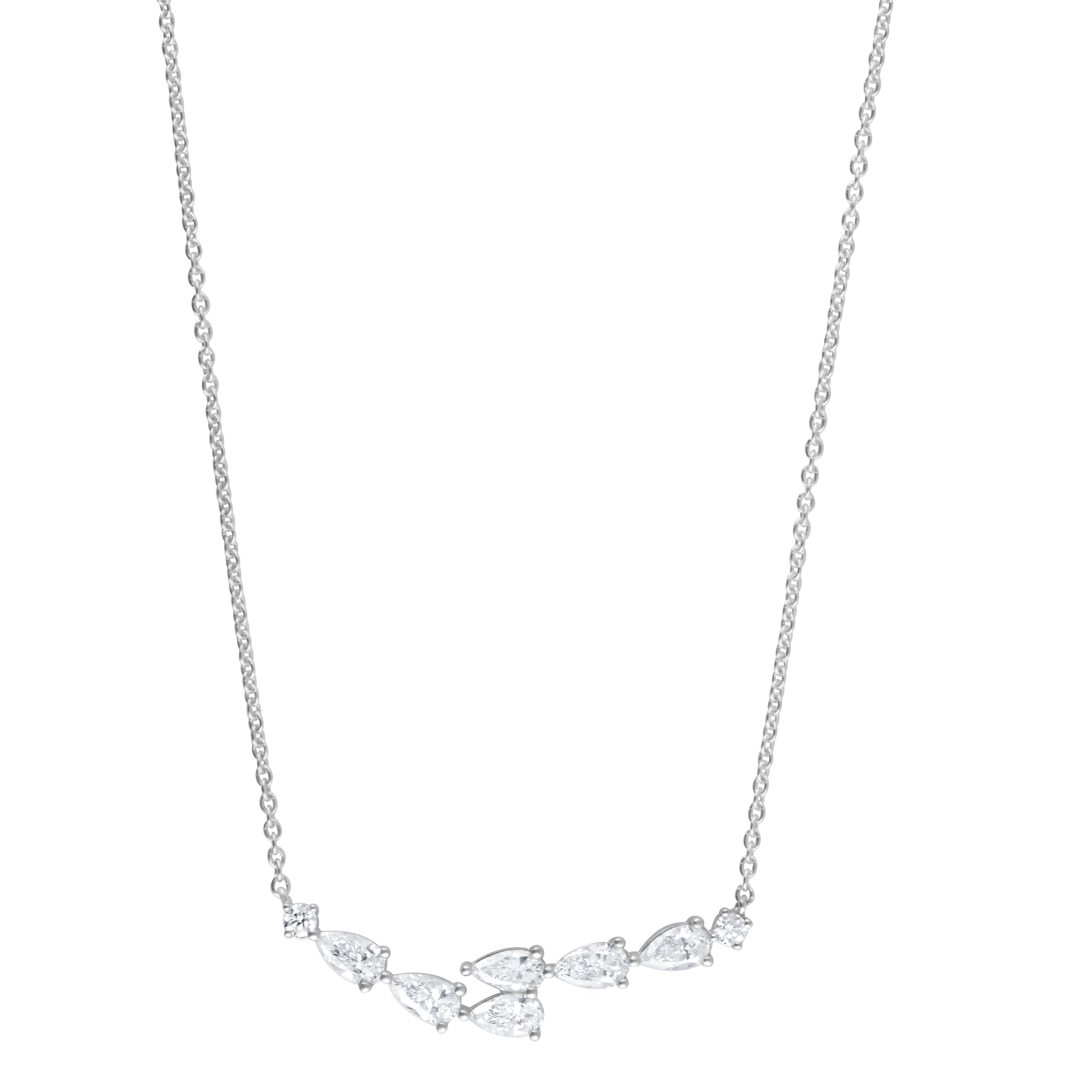 0.80 CT Pear/Round Lab-Grown Diamond | Necklace | 14K White Gold | G Color | VS Clarity