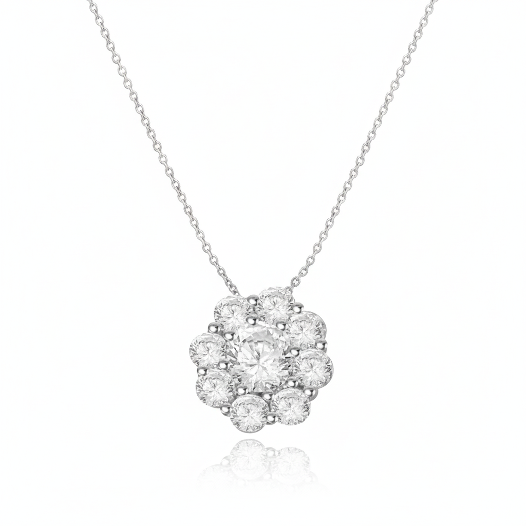 1.00 CT Round Natural Diamond | Pendant Necklace | 18K White Gold | G Color | SI2 Clarity
