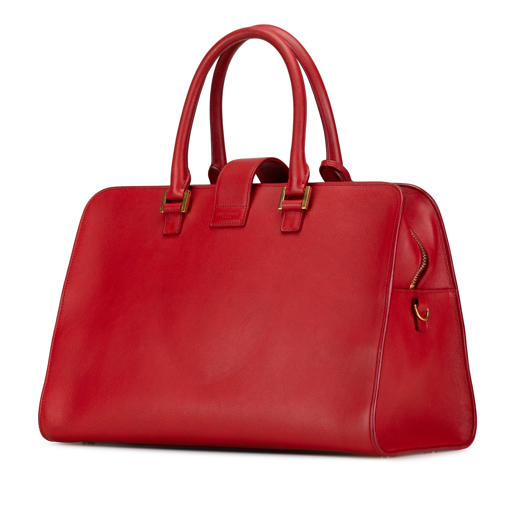 Saint Laurent | Pre-Owned Medium Leather Monogram Cabas Satchel | Red