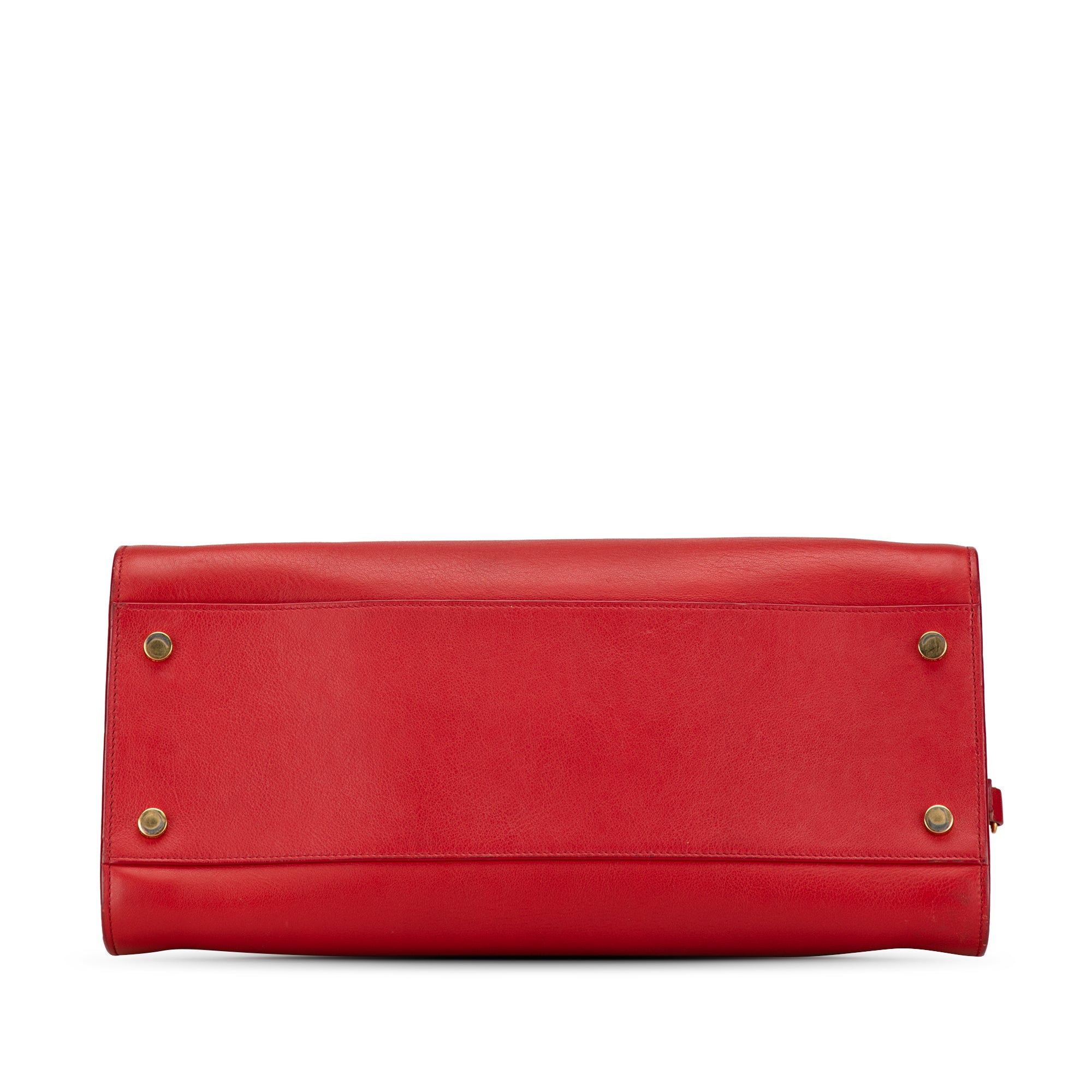 Saint Laurent | Pre-Owned Medium Leather Monogram Cabas Satchel | Red