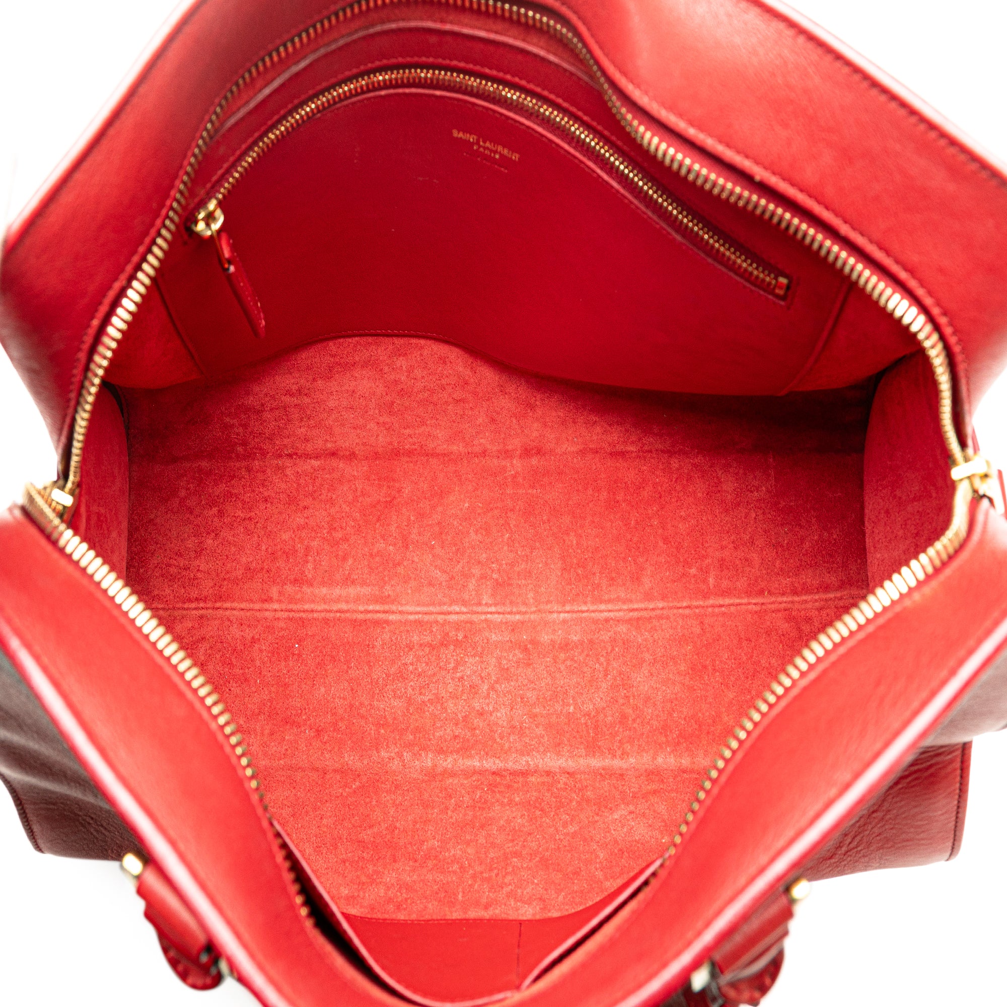 Saint Laurent | Pre-Owned Medium Leather Monogram Cabas Satchel | Red