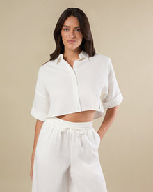 Boxy Cropped Shirt | White