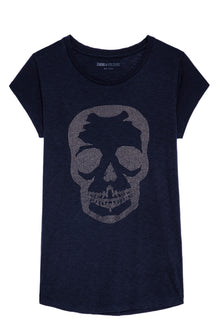 Skinny Skull Studs Tee Shirt  | Navy