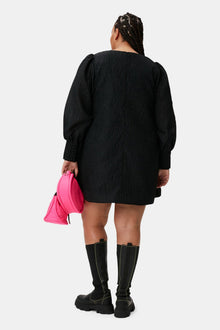 Jacquard Organza Mini Dress | Black