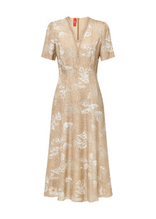 Jacquard Silk Dress | Khaki