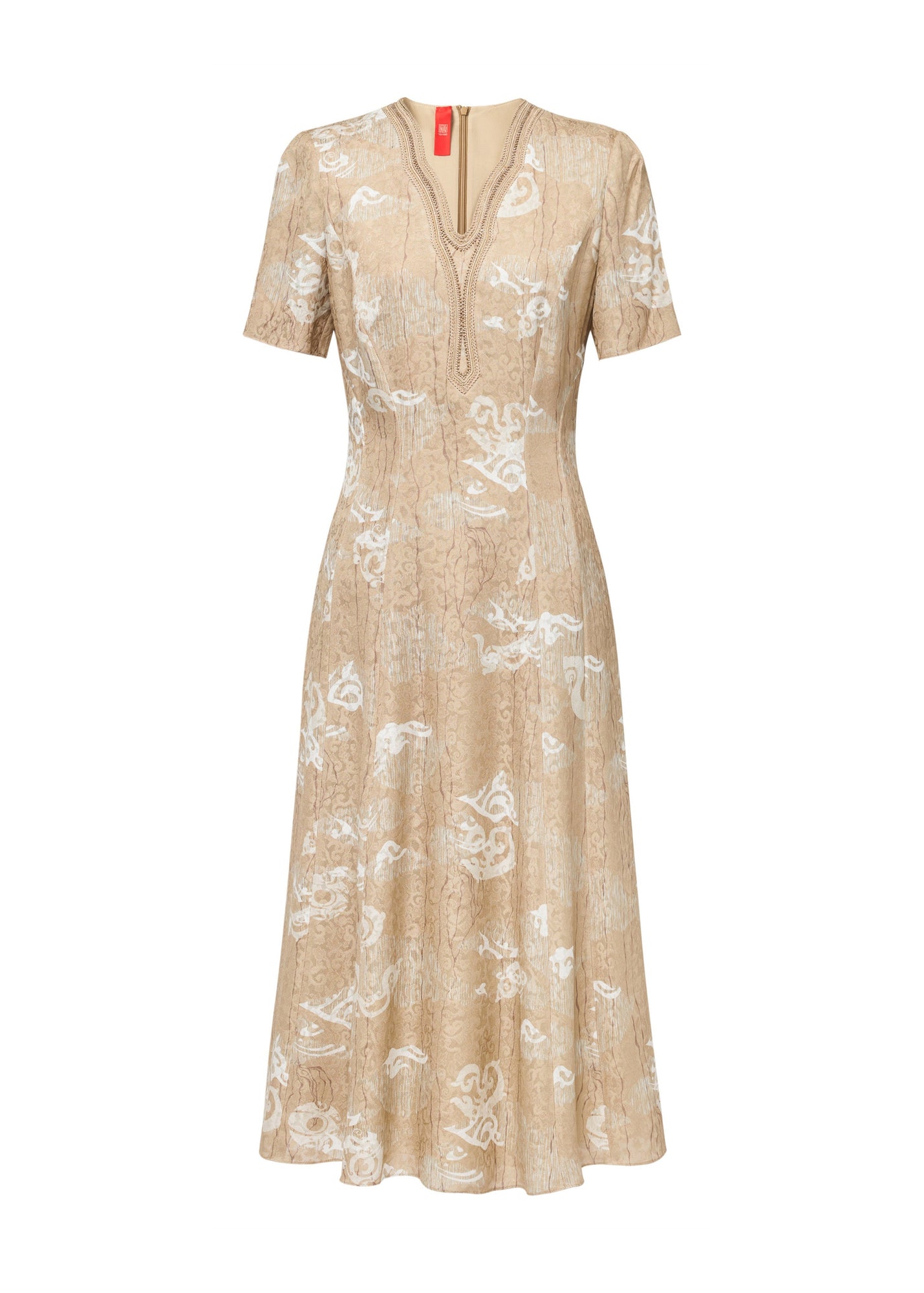 Jacquard Silk Dress | Khaki