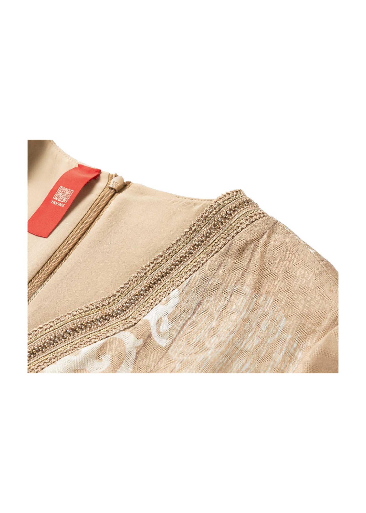 Jacquard Silk Dress | Khaki