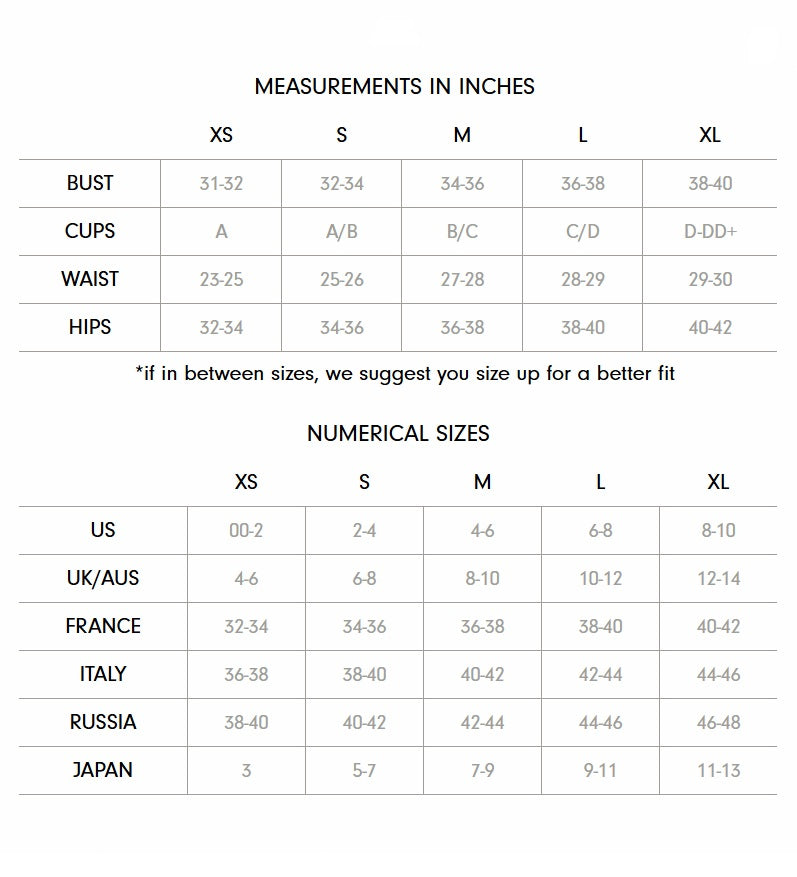 Product size guide