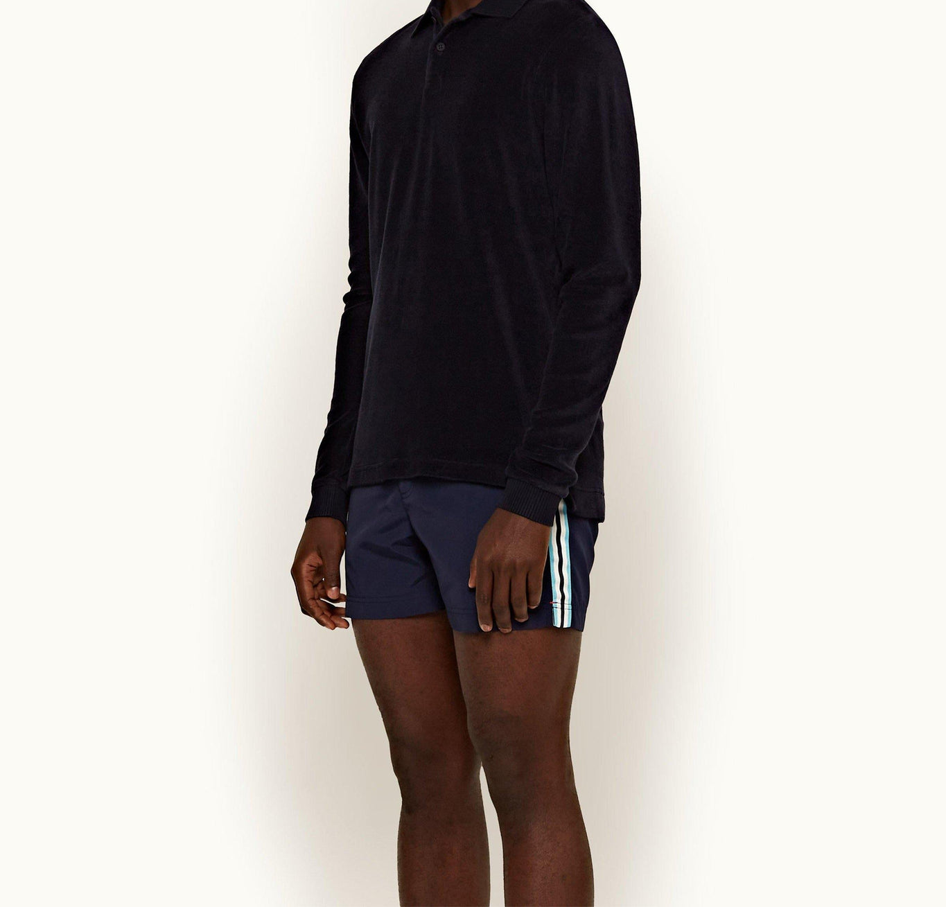 Jarrett Towelling Classic Fit Organic Towelling Long-Sleeve Polo Shirt | Night Iris