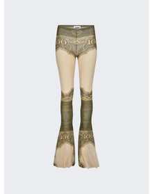 Jean Paul Gaultier | Women | Cartouche Printed Mesh Flare Pant | Green