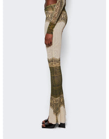 Jean Paul Gaultier | Women | Cartouche Printed Mesh Flare Pant | Green
