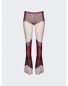 Jean Paul Gaultier | Women | Cartouche Printed Mesh Flare Pant | Purple