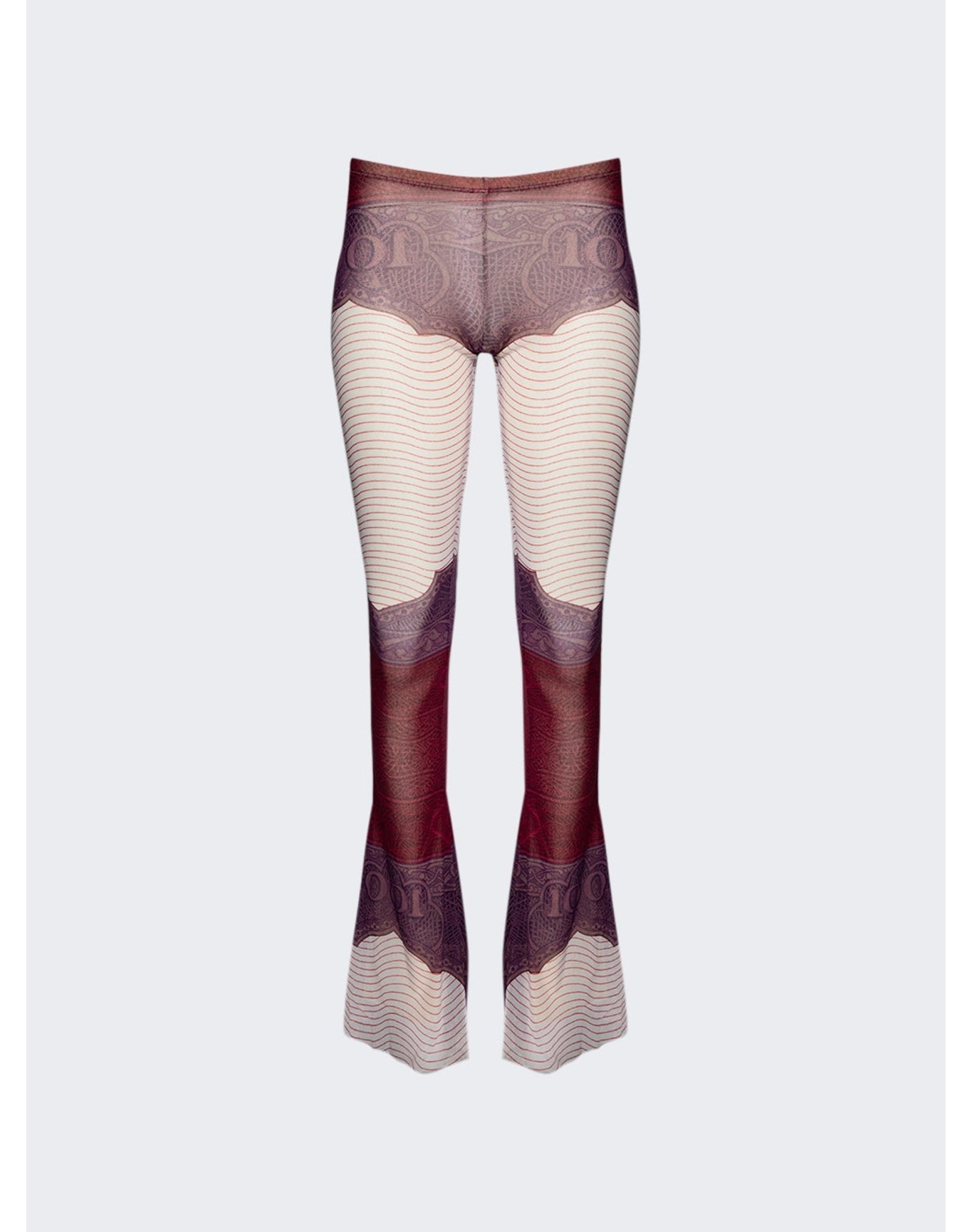 Jean Paul Gaultier | Women | Cartouche Printed Mesh Flare Pant | Purple
