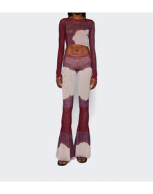 Jean Paul Gaultier | Women | Cartouche Printed Mesh Flare Pant | Purple