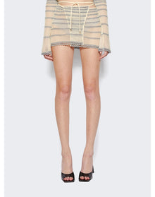 Jean Paul Gaultier | Women | Knwls Mariniere Pointelle Mini Skirt | Ecru x Navy