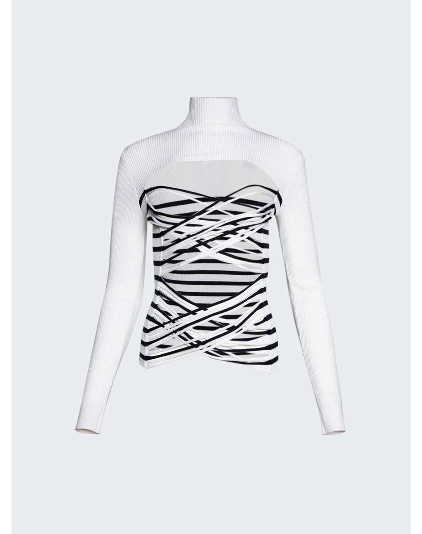Jean Paul Gaultier | Women | Mariniere Laceree Long Sleeve Top | White x Navy
