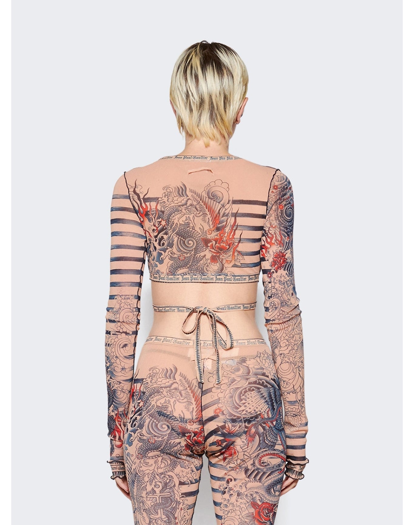 Jean Paul Gaultier | Women | Mariniere Tattoo V-neck Top | Nude x Blue