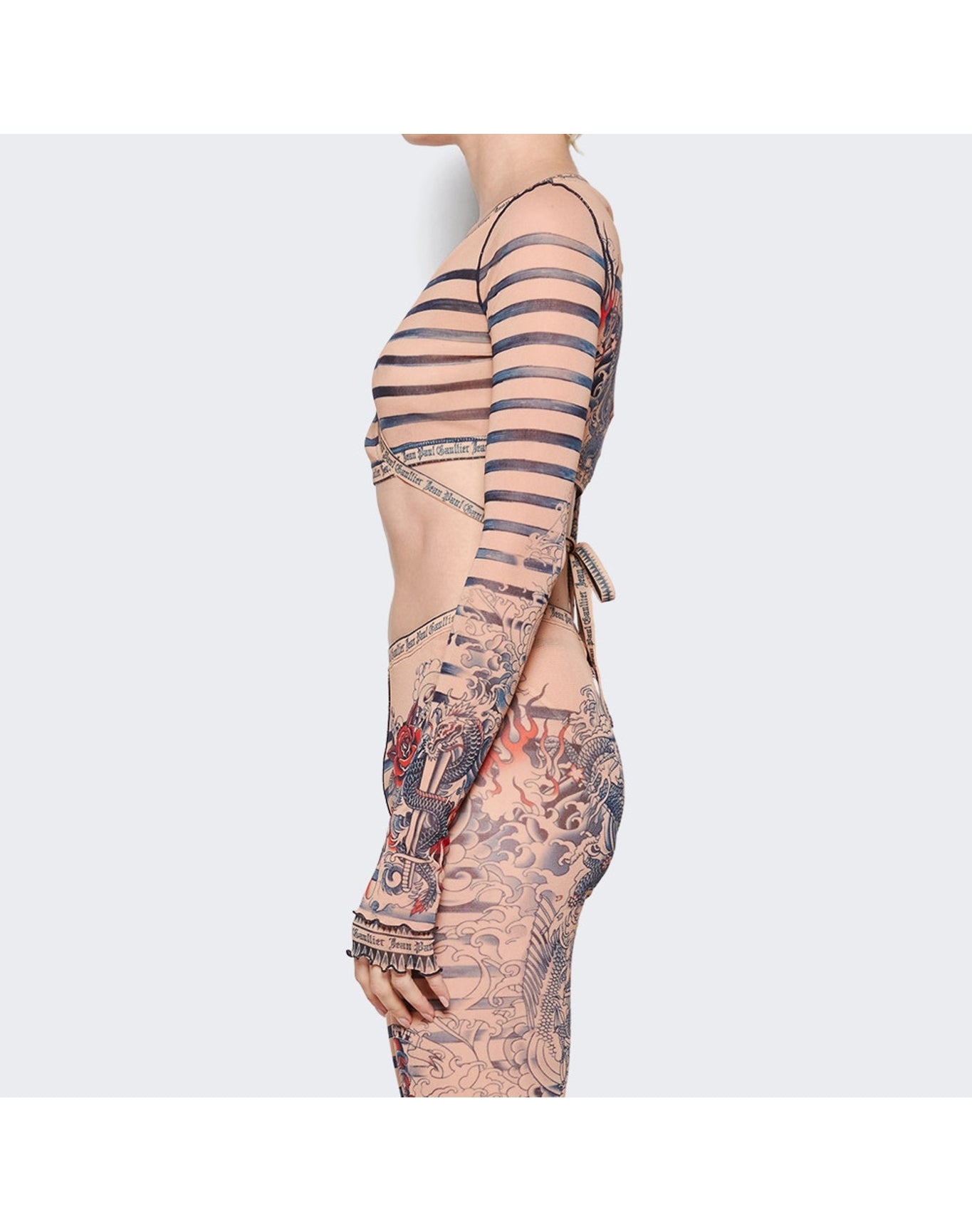 Jean Paul Gaultier | Women | Mariniere Tattoo V-neck Top | Nude x Blue