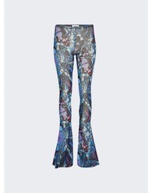 Jean Paul Gaultier | Women | Papillon Printed Mesh Flare Pant | Blue