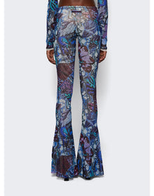 Jean Paul Gaultier | Women | Papillon Printed Mesh Flare Pant | Blue