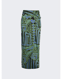 Johanna Ortiz | Women | Dialecto Tropical Wrap Skirt | Black x Neon Green