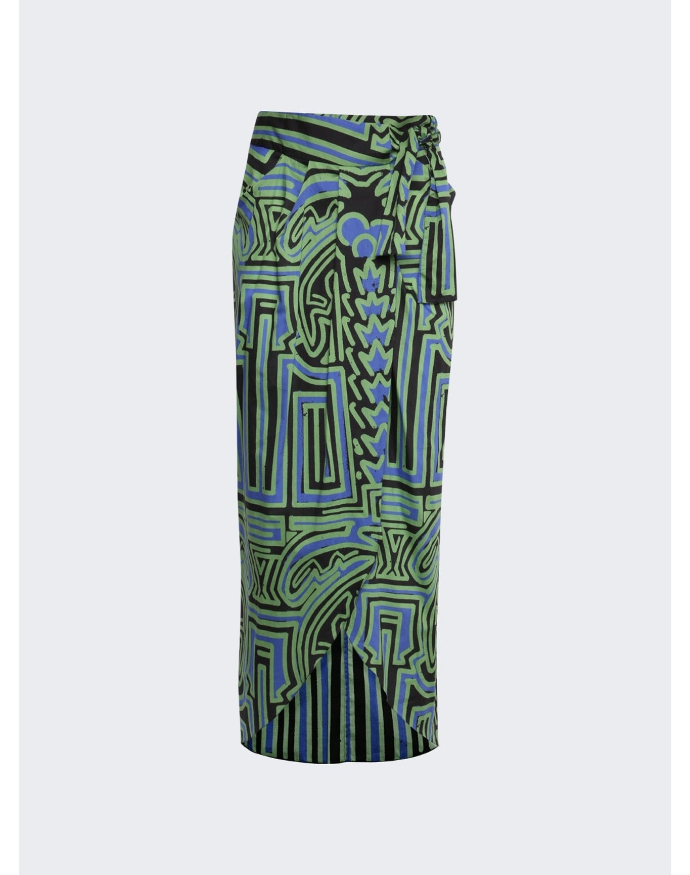 Johanna Ortiz | Women | Dialecto Tropical Wrap Skirt | Black x Neon Green