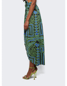 Johanna Ortiz | Women | Dialecto Tropical Wrap Skirt | Black x Neon Green