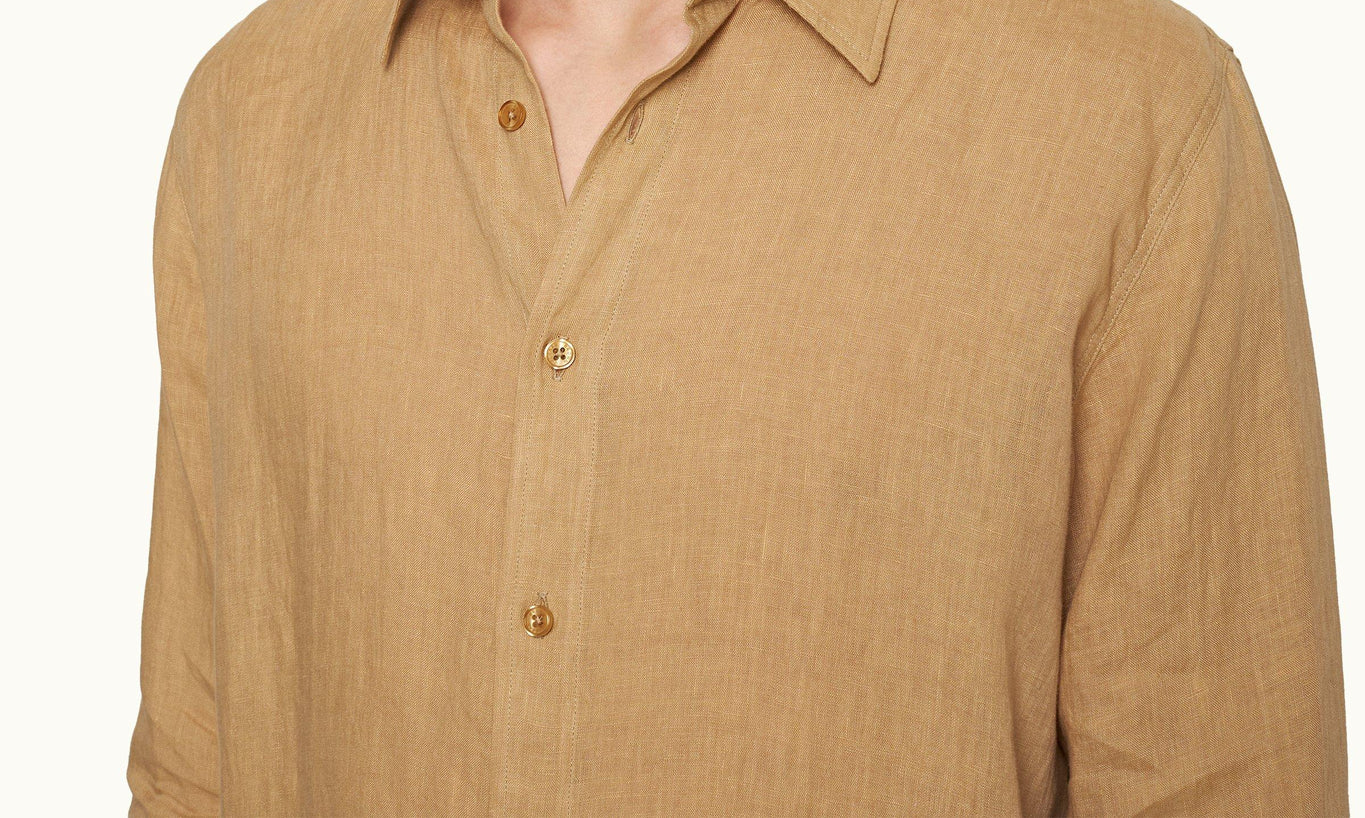 Justin Linen Relaxed Fit Luxury Italian Linen Shirt | Biscuit