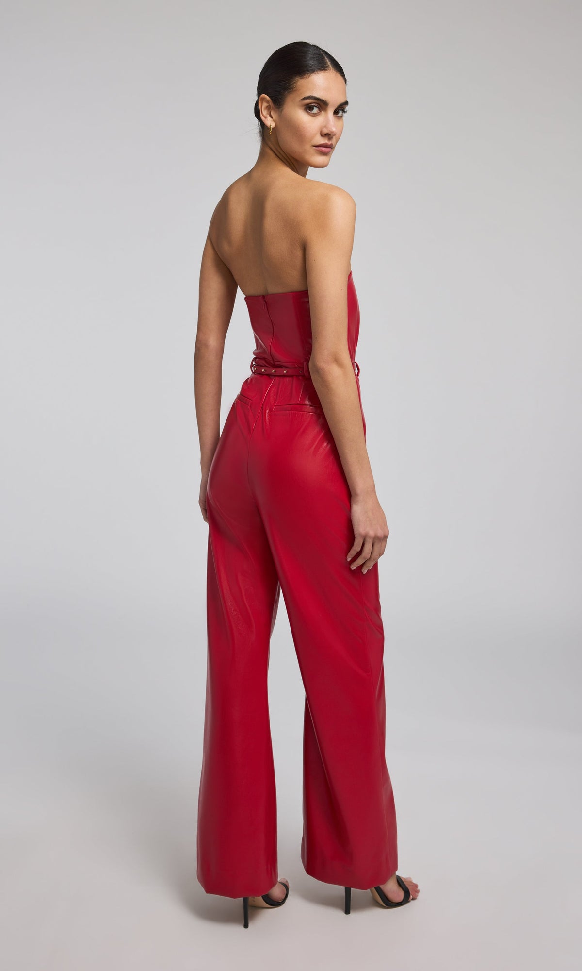 Cristelle Vegan Leather Jumpsuit | Ruby