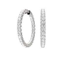 Womens | Inside Out Hoop Earrings | Sterling Silver | 5 CTW Round Cut Lab Grown Diamond | G-SI