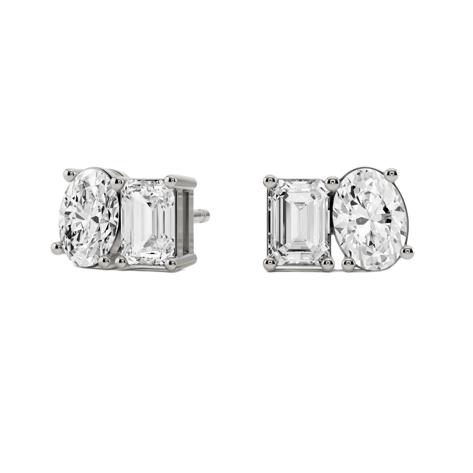 Womens | Stud Earrings | 14K White Gold | 2.50 CTW Oval Cut Lab Grown Diamond | G-SI