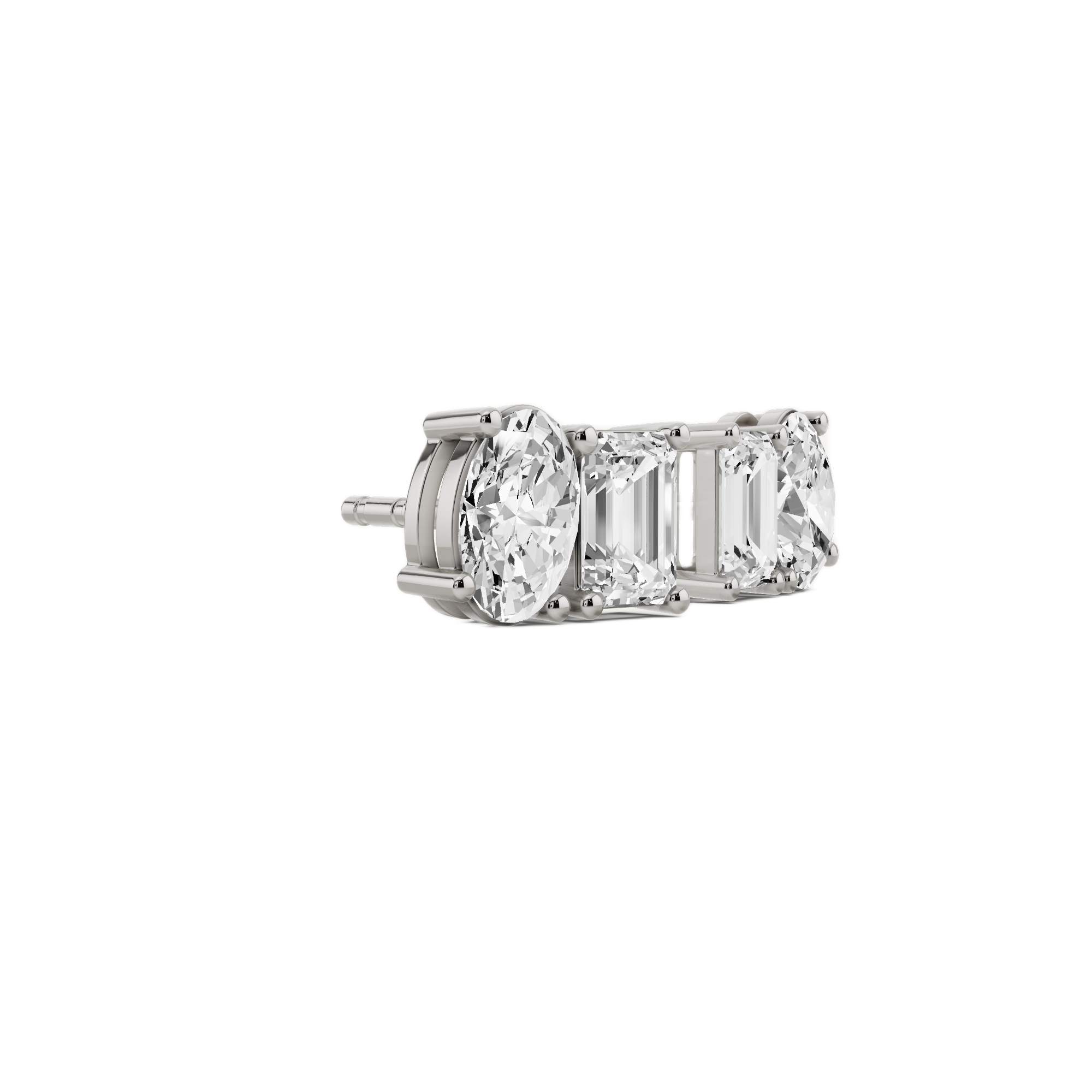Womens | Stud Earrings | 14K White Gold | 2.50 CTW Oval Cut Lab Grown Diamond | G-SI