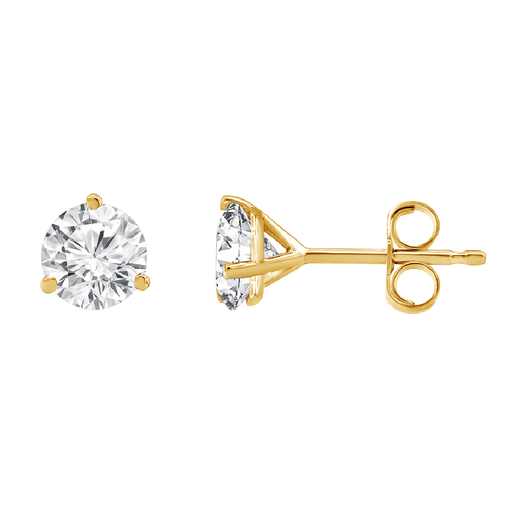 Womens | Martini Stud Earrings | 14K Yellow Gold | 5 CTW Round Cut Lab Grown Diamond | F-VS
