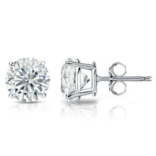 Womens | Stud Earrings | 14K White Gold | 3 CTW Round Cut Lab Grown Diamond | F-VS