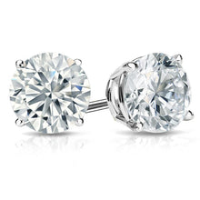 Womens | Stud Earrings | 14K White Gold | 6 CTW Round Cut Lab Grown Diamond | F-VS