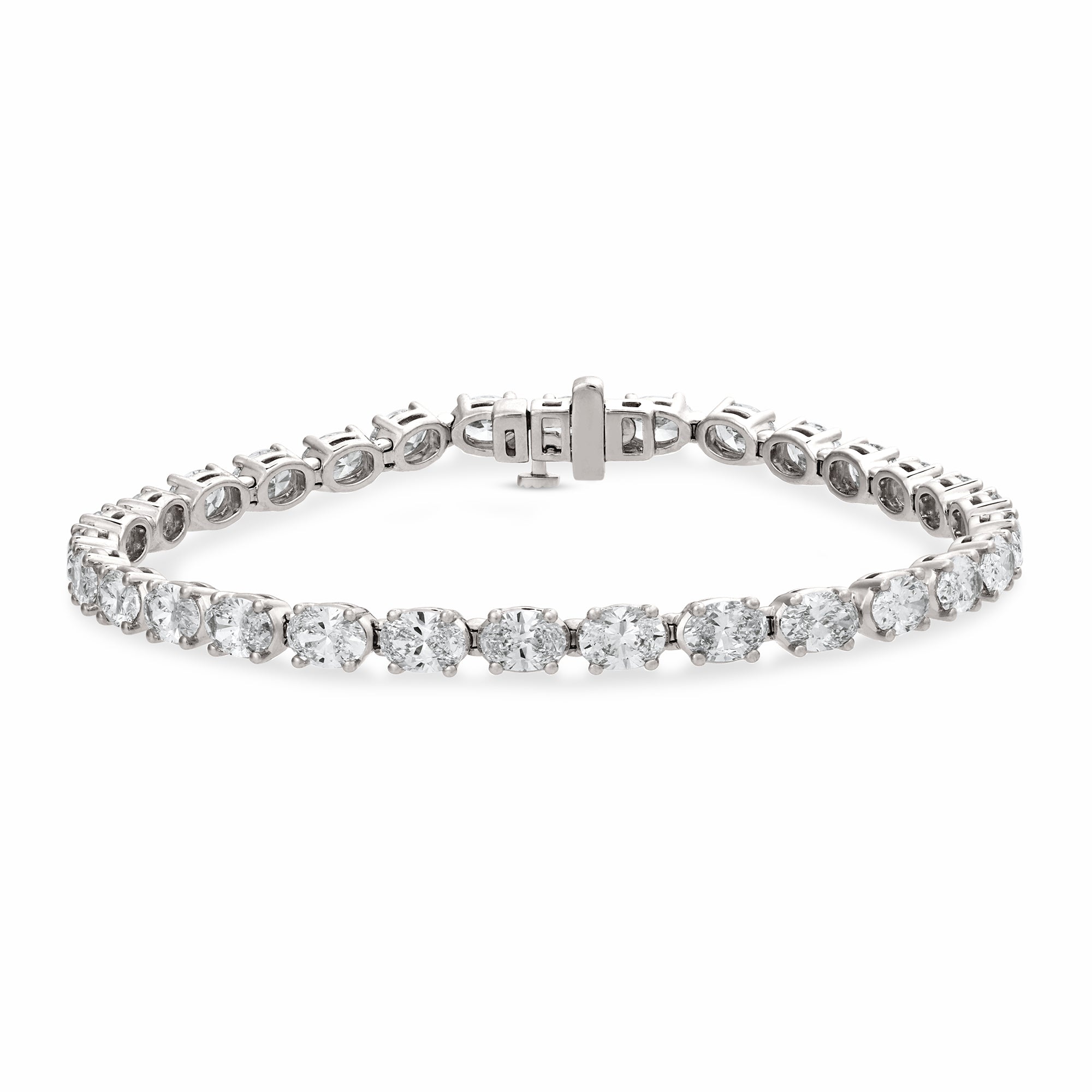 Womens | Tennis Bracelet | 14K White Gold | 9 CTW Oval Cut Lab Grown Diamond | G-VS