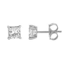 Womens | Stud Earrings | 14K White Gold | 1.5 CTW Princess Cut Lab Grown Diamond | G-VS-SI1
