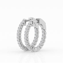 Womens | Inside Diamond Hoop Earrings | 14K White Gold | 1 CTW Round Cut Lab Grown Diamond | G-SI