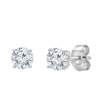 Womens | Stud Earrings | 14K White Gold | 3 CTW Round Cut Lab Grown Diamond | G-VS