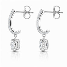 Womens | Half Hoop Earrings | 14K White Gold | 1.50 CTW Round Cut Lab Grown Diamond | F-VS