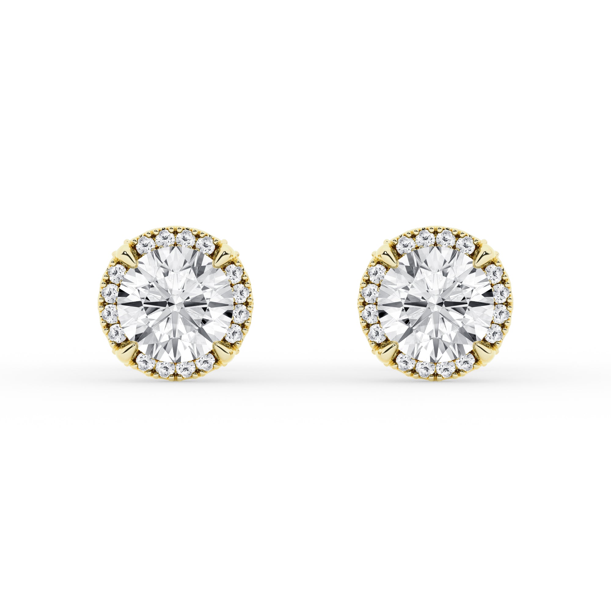 Womens | Stud Earrings | 14K Yellow Gold | 1.60 CTW Round Cut Lab Grown Diamond | F-VS