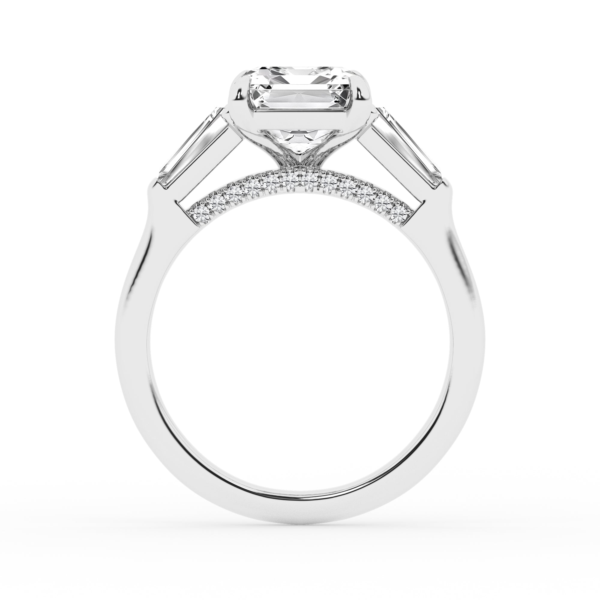 Womens | 3 Stone Engagement Ring | 14K White Gold | 4.75 CTW Emerald Cut Lab Grown Diamond | F-VS